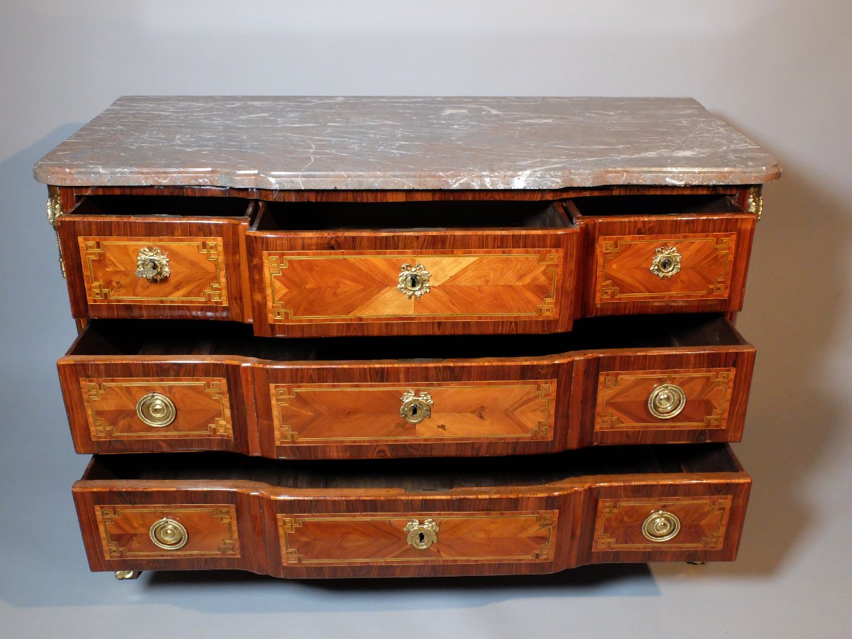 Transition-period Marquetry Chest Of Drawers-photo-3