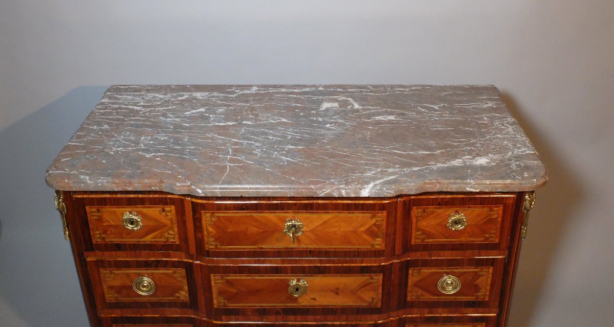 Transition-period Marquetry Chest Of Drawers-photo-4
