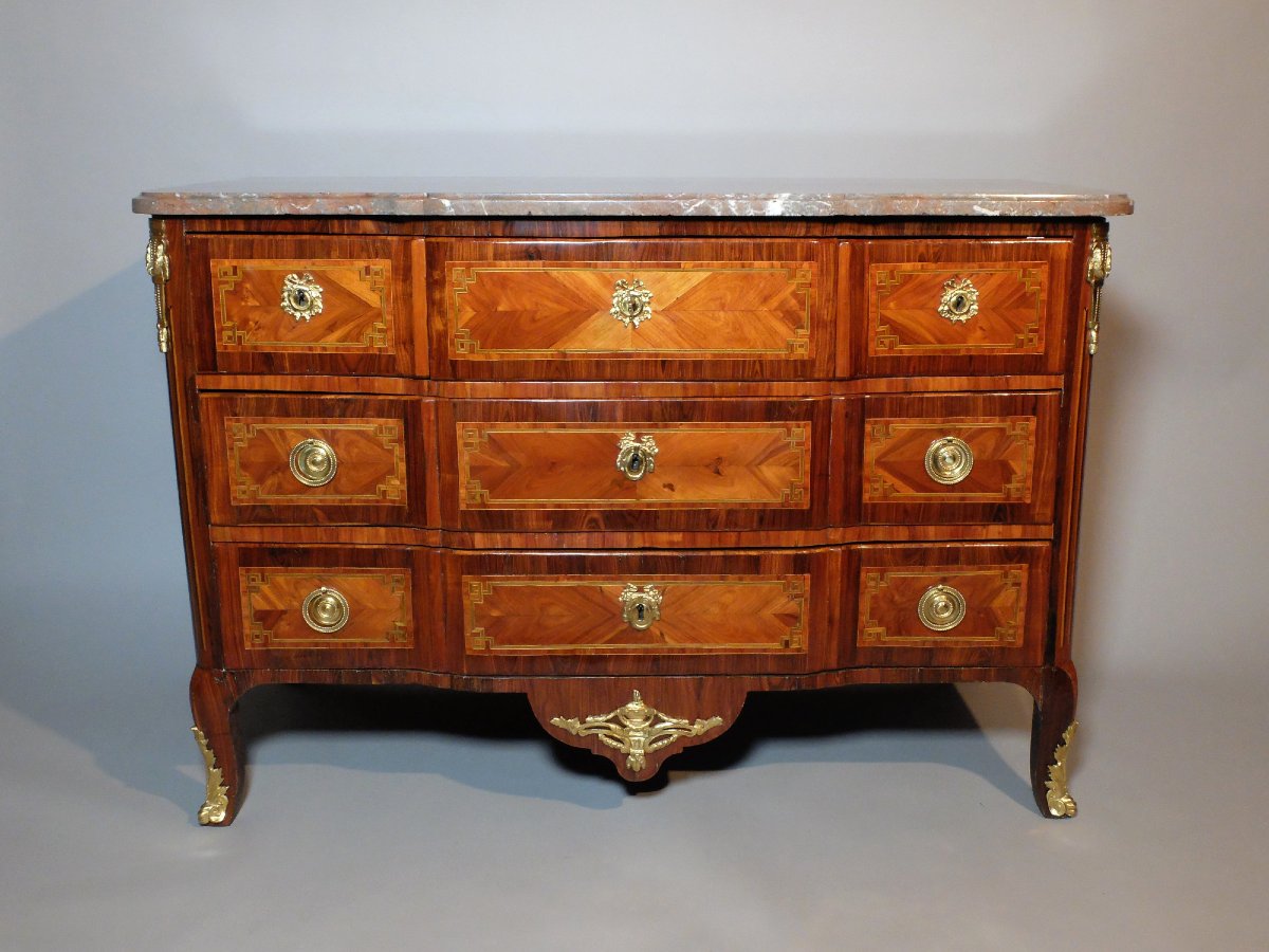 Transition-period Marquetry Chest Of Drawers