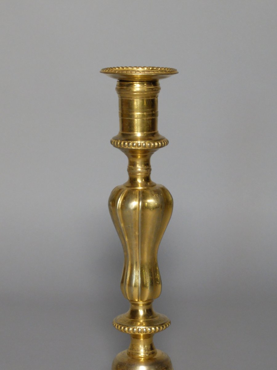 Paire de bougeoirs en bronze doré d'époque Transition-photo-4