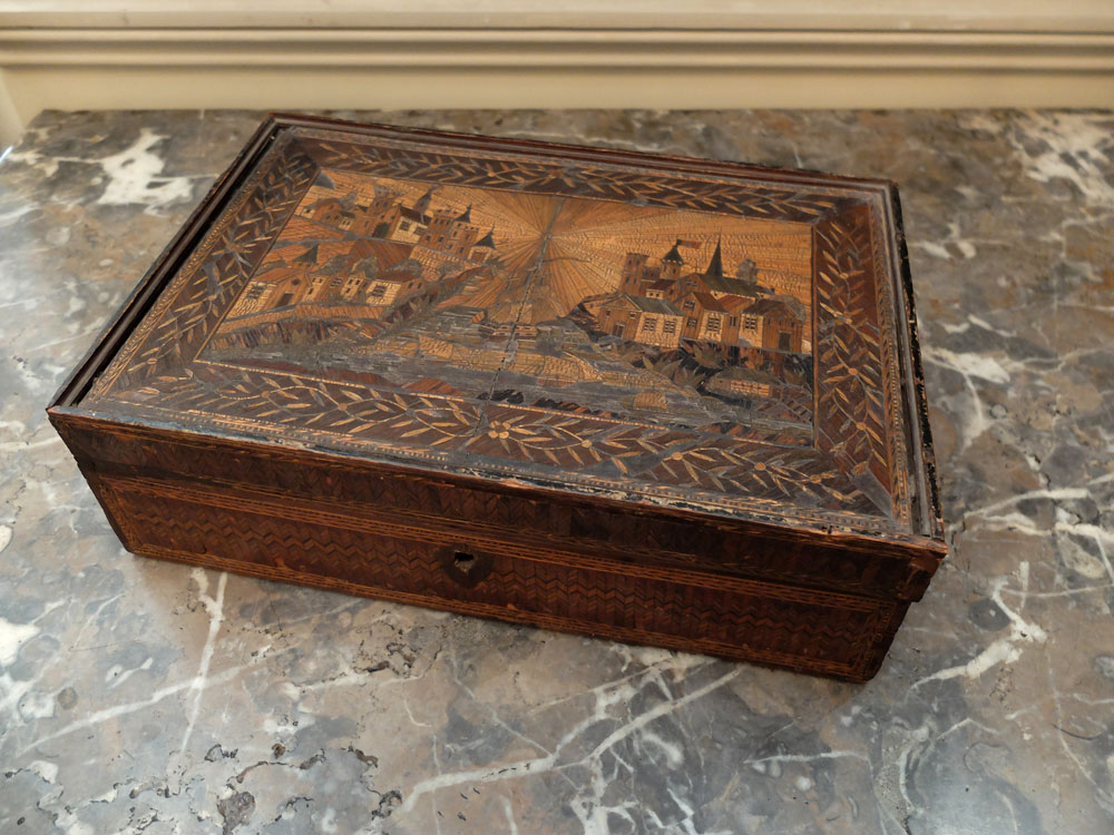 Box Made Of Straw Marquetry - 19th Century