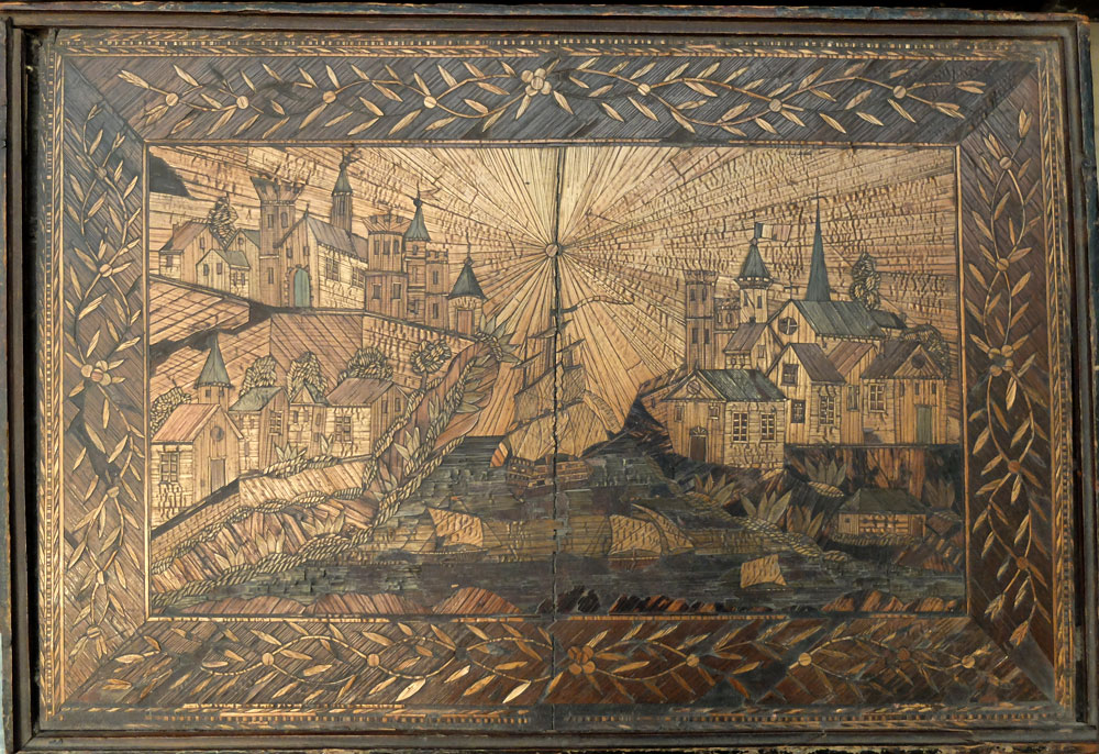 Coffret en marqueterie de paille - XIXème siècle-photo-2