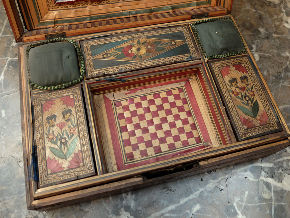 Box Made Of Straw Marquetry - 19th Century-photo-4