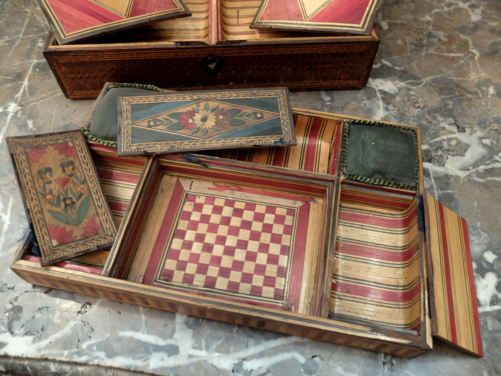 Box Made Of Straw Marquetry - 19th Century-photo-2