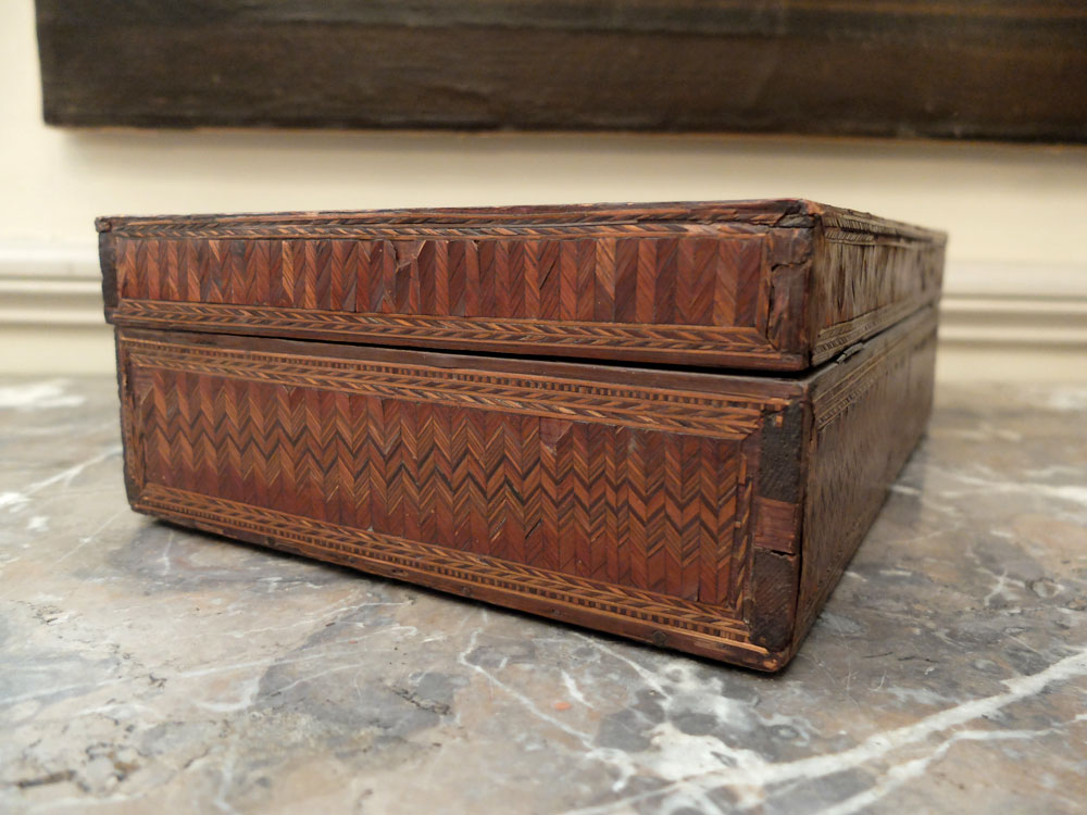 Box Made Of Straw Marquetry - 19th Century-photo-4