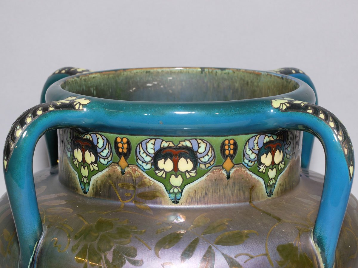 Manufacture De Montières - Large Iridescent Potiche Circa 1917-photo-4