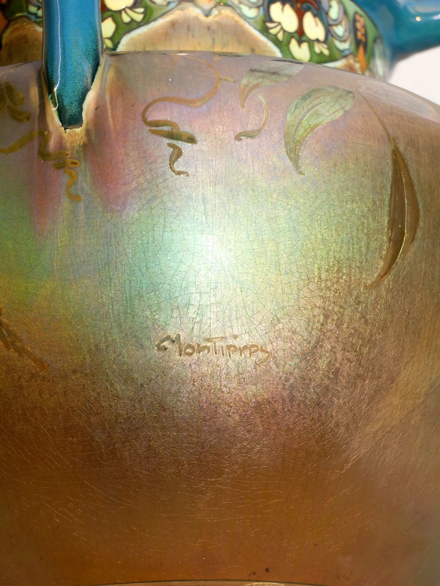 Manufacture De Montières - Large Iridescent Potiche Circa 1917-photo-1