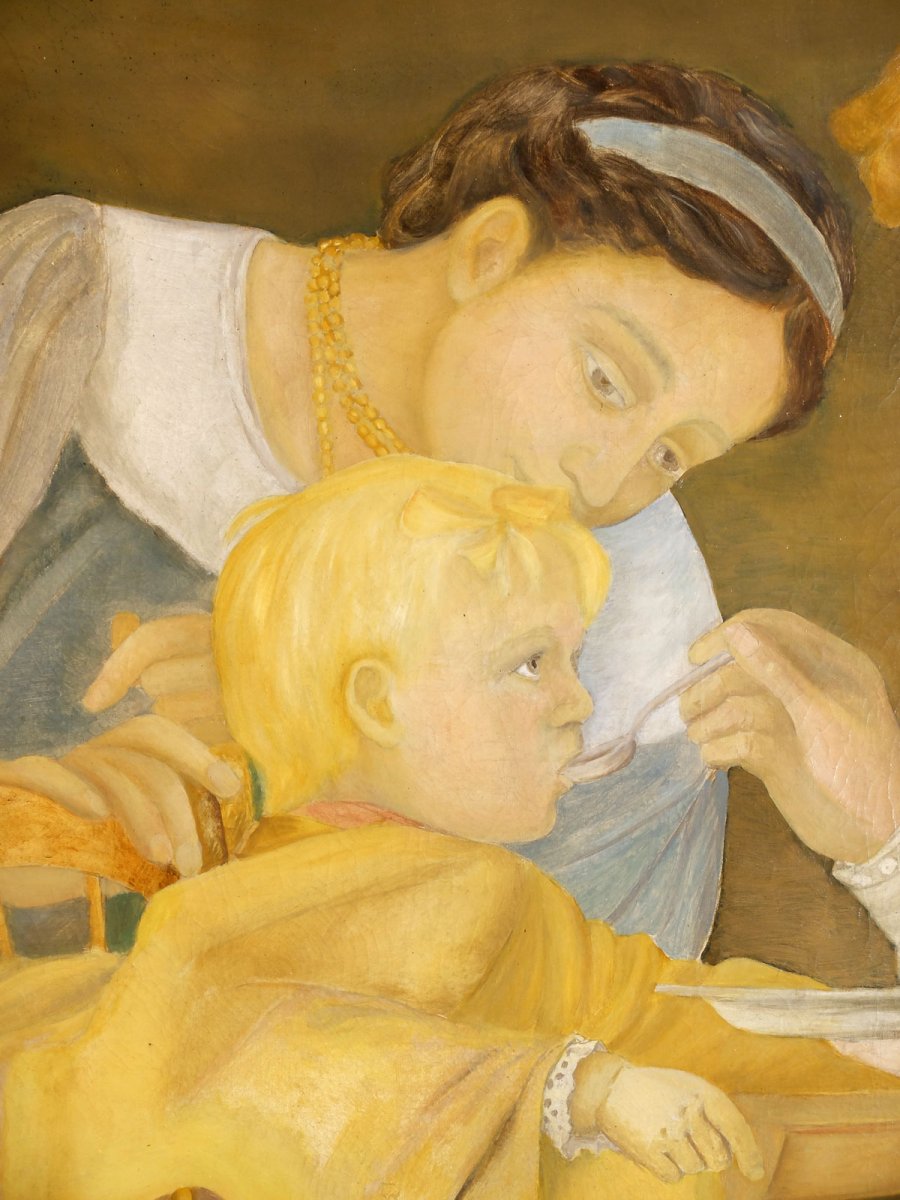 "La becquée, ou femme faisant manger son enfant" - Jean Coraboeuf - 1909-photo-2