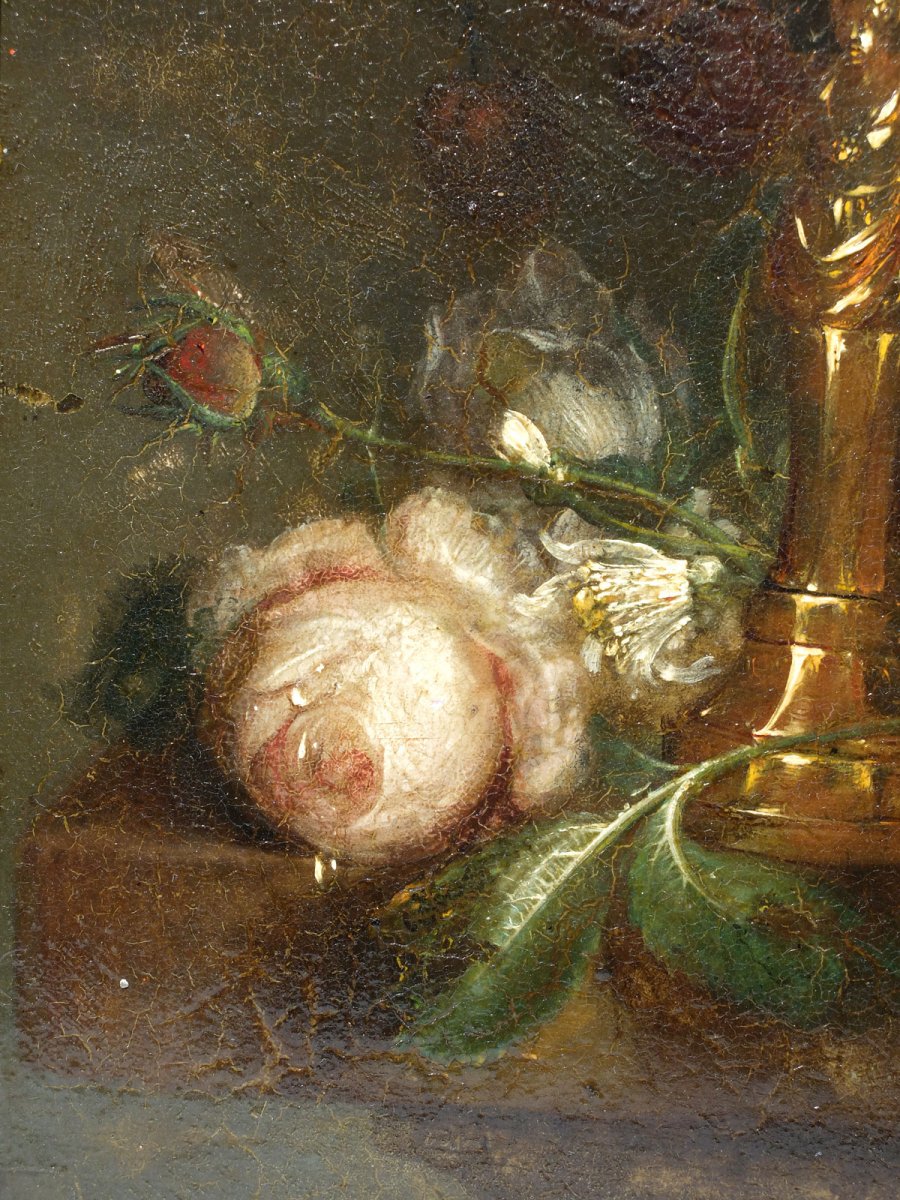 Pair Of Still Lifes - Oils On Copper XIXth Century-photo-4