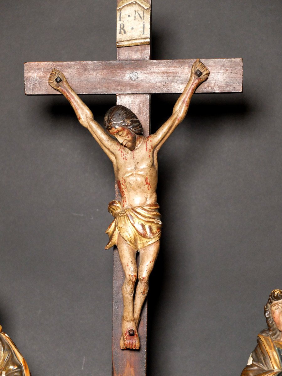 Groupe en bois sculpté - La Crucifixion -photo-4