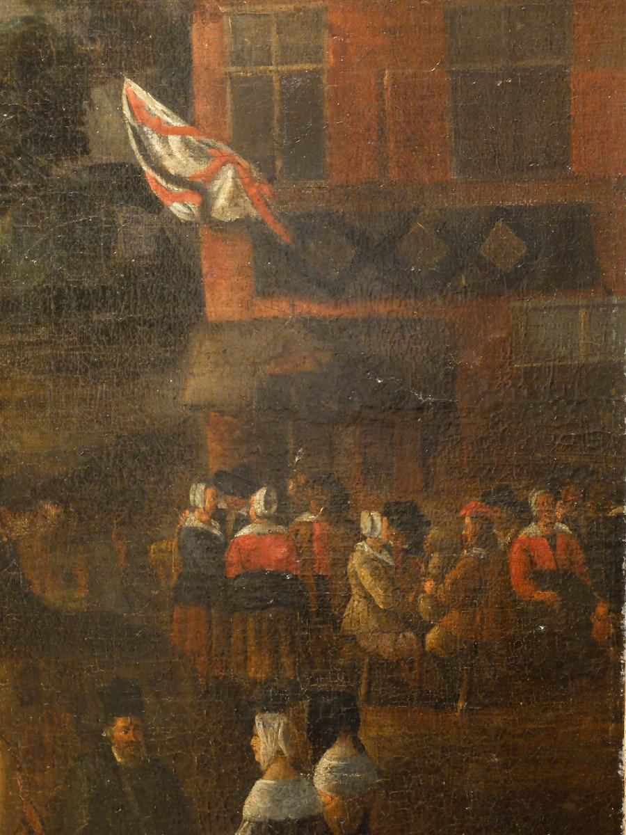 Important tableau du XVIIème siècle "Kermesse flamande"-photo-1