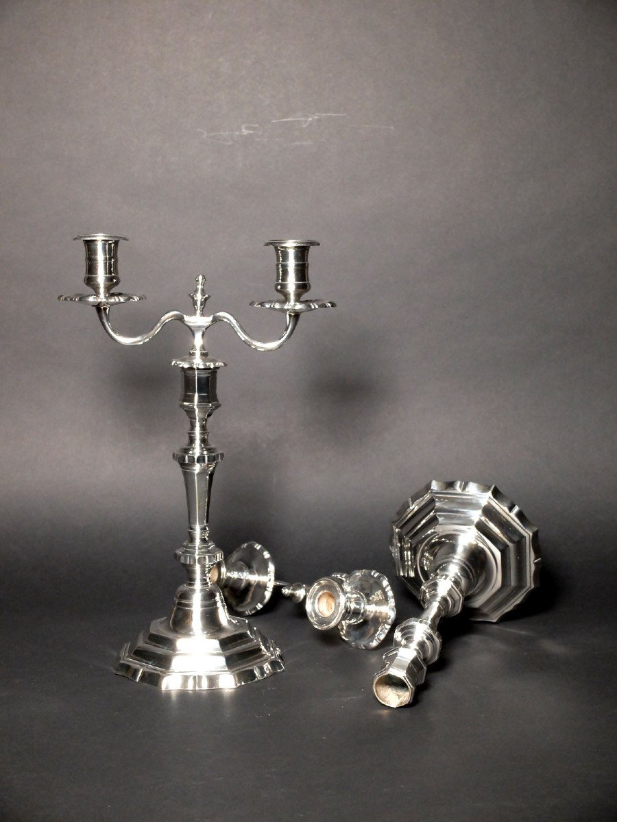 Paire de candélabres formant bouts de table - XVIIIème siècle-photo-2