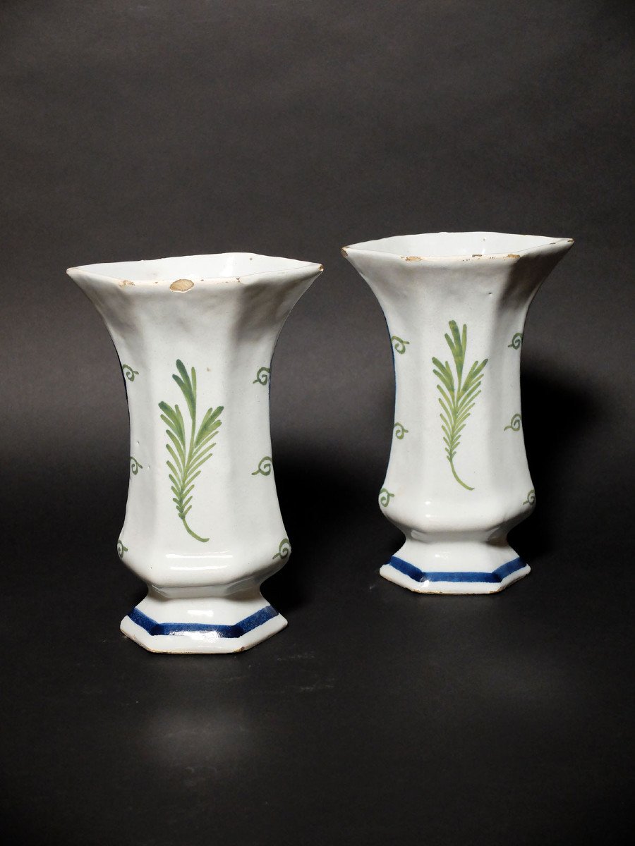Pair Of Delft Earthenware Vases - 19th Century-photo-3