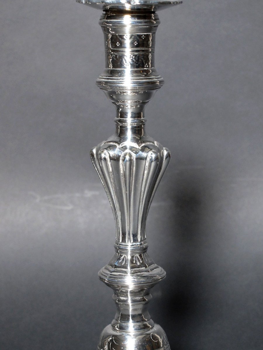 Pair Of Silver Louis XV Candlesticks-photo-1