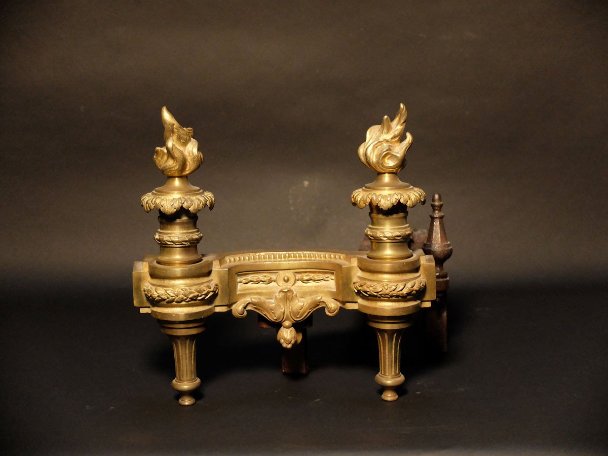 Paire de chenets Louis XVI-photo-2