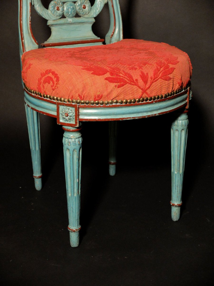 Paire de chaises à la lyre d'époque Louis XVI-photo-2