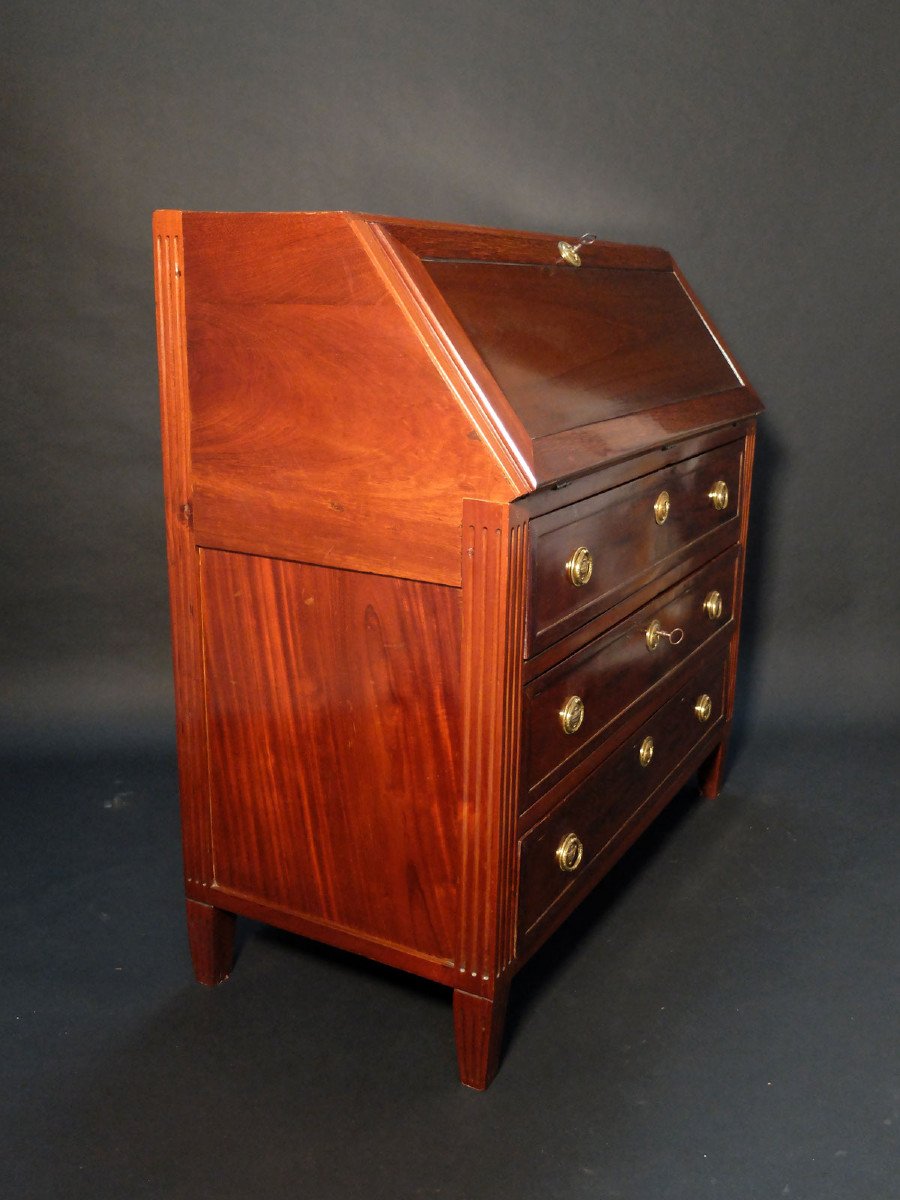 Scribanne Chest Of Drawers In Solid Mahogany, Louis XVI Period-photo-1