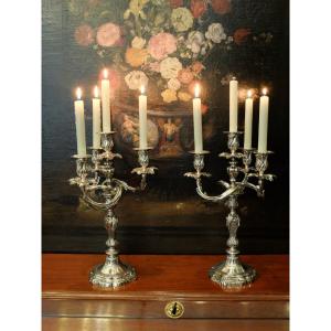 Pair Of Rocaille Candelabra - 19th Century
