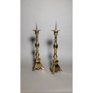 Paire de pic-cierges d'époque Louis XIV