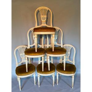 Suite de 6 chaises Louis XVI "à la gerbe"