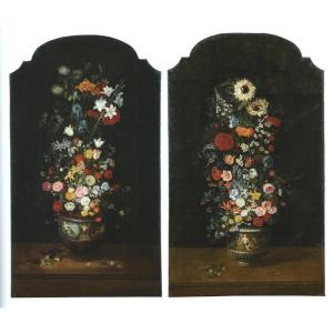 Pair Of Large Bouquets Of Flowers By Philippe De Marlier