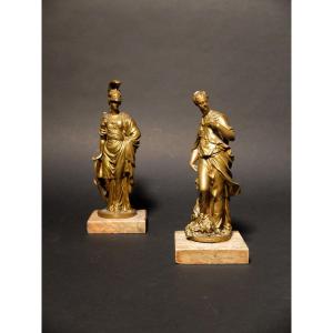 Paire de bronzes italiens - Minerve et Judith