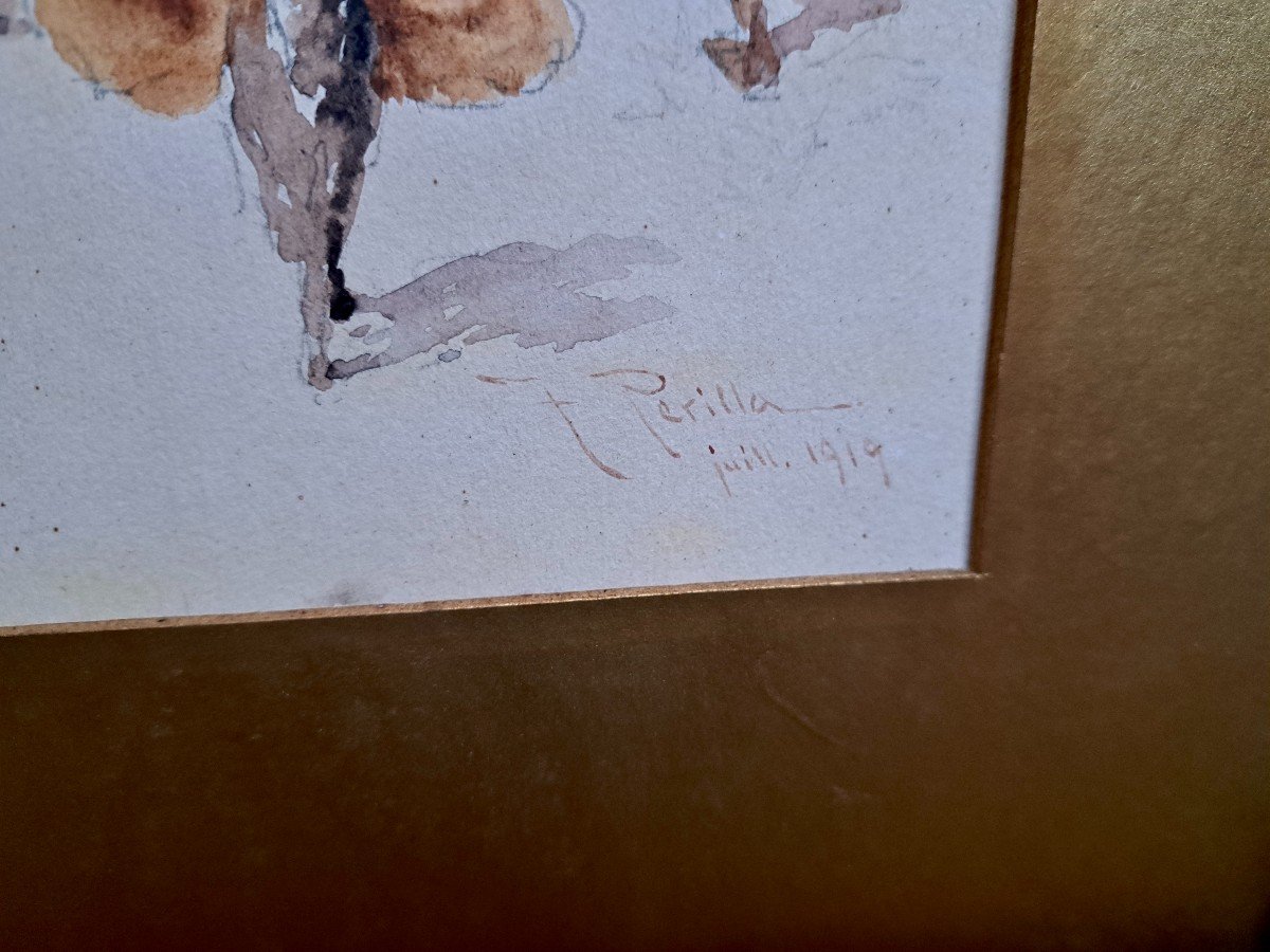 Francesco Périlla (1874-1954) Aquarelle orientaliste Afrique du nord mosquée -photo-4