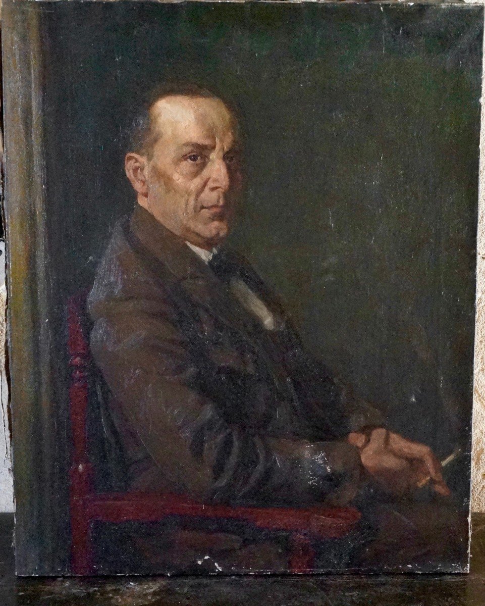 Gottfried Bachem (1866-1942) German School Portrait Of A Man With A Cigarette