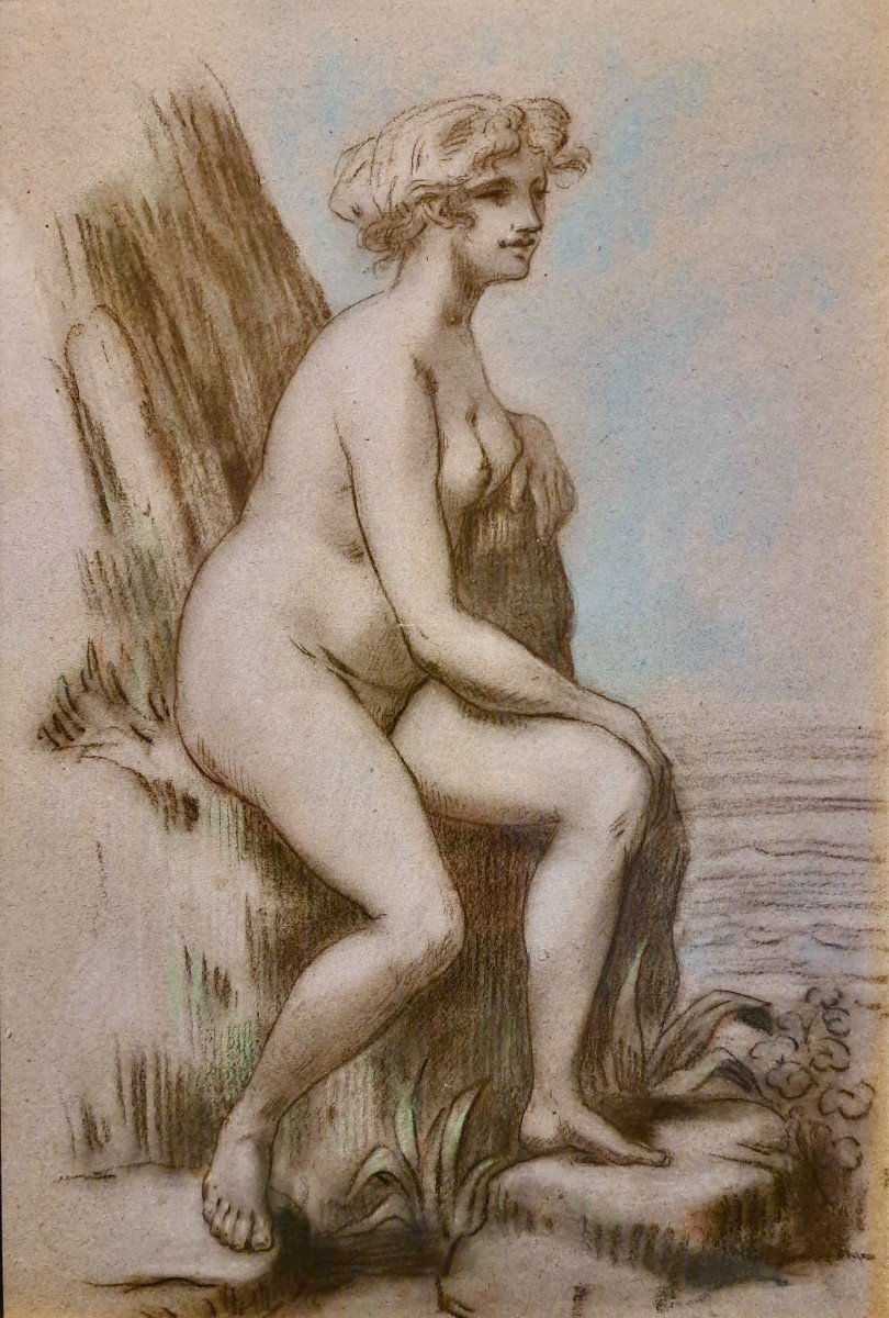 Drawing Neoclassical School Young Naked Woman French School Circa 1900-photo-2