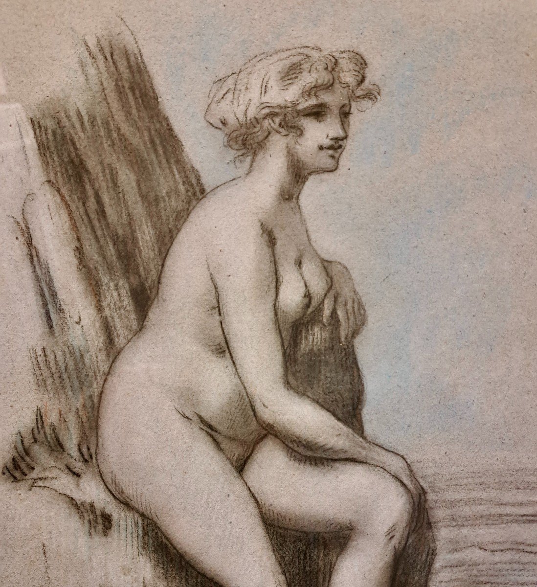 Dessin école néoclassique jeune femme nue école Française vers 1900-photo-3