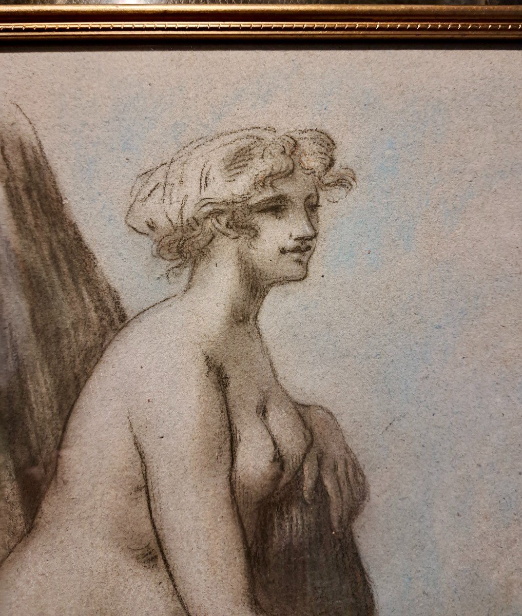 Dessin école néoclassique jeune femme nue école Française vers 1900-photo-4