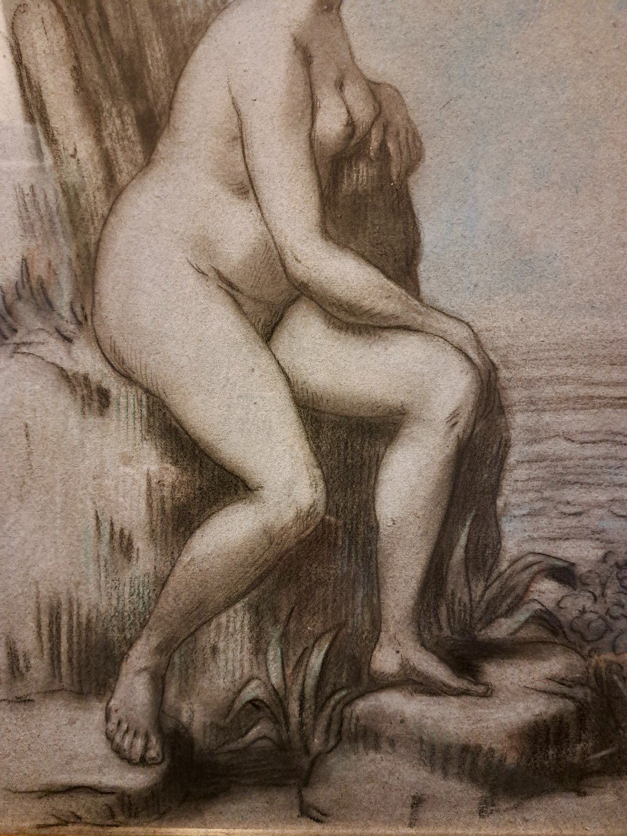 Dessin école néoclassique jeune femme nue école Française vers 1900-photo-1