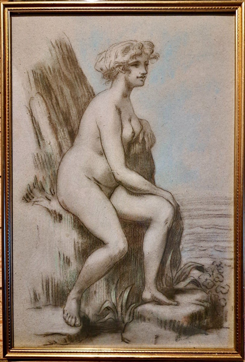 Dessin école néoclassique jeune femme nue école Française vers 1900