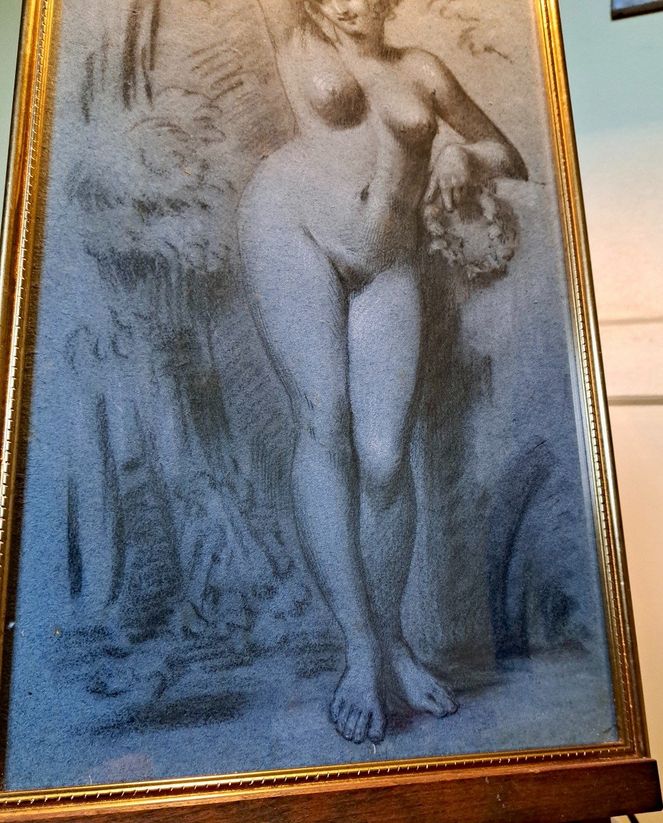 Dessin jeune femme nue école Française vers 1900 -photo-4