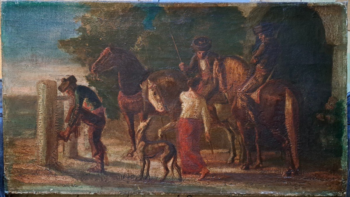 Spain Oil On Canvas Andalusian School Rider Bandits-photo-2