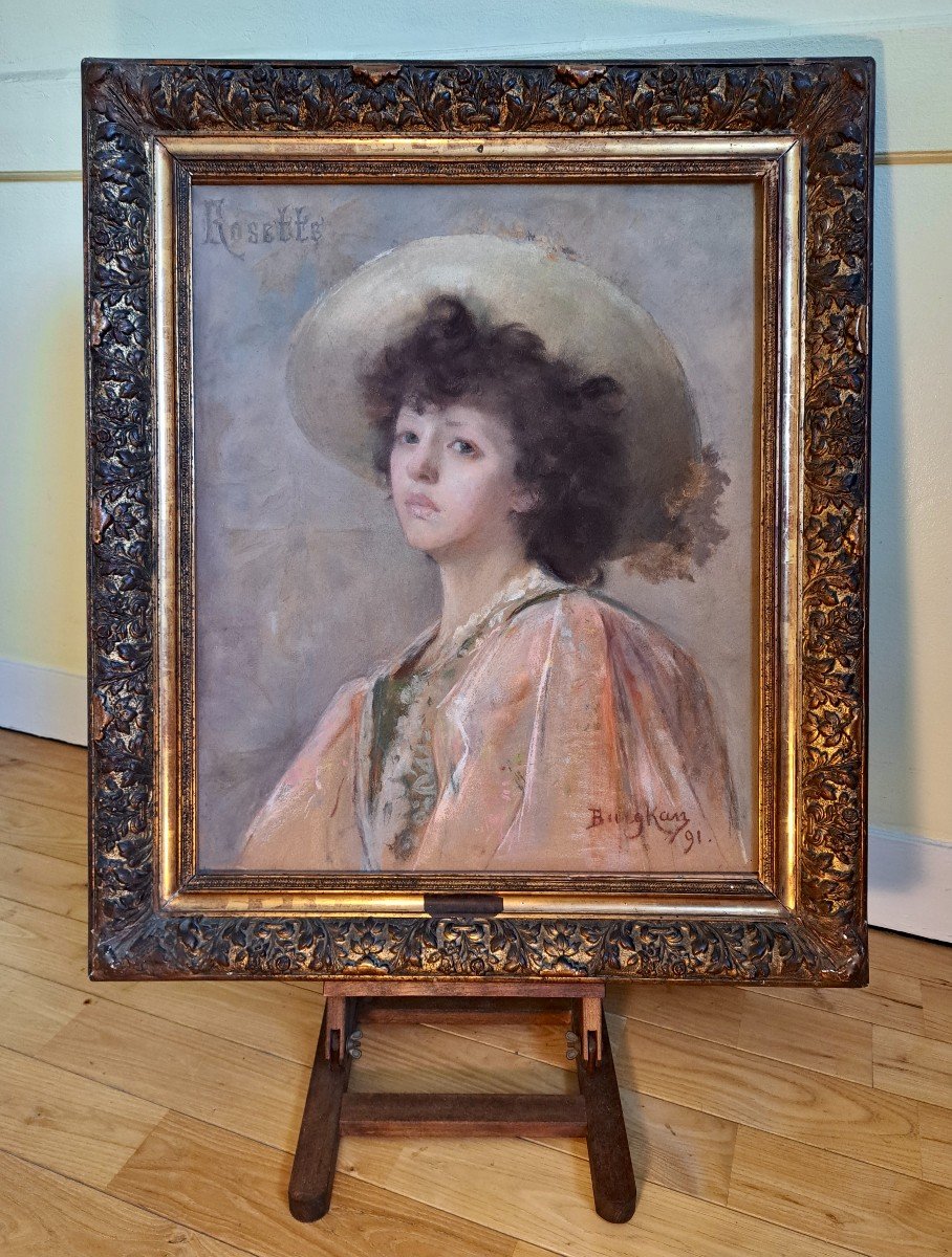 Berthe Burgkan (1855-1936) Portrait Of The Very Elegant Rosette-photo-2