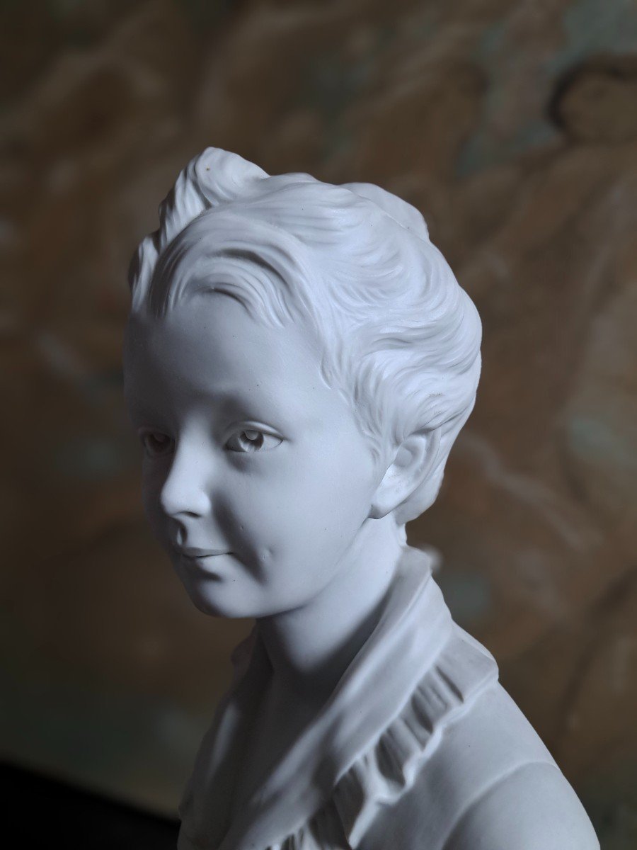 After Houdon (1741-1828) Pair Of Biscuit Busts Louise And Alexandre Brongniart-photo-4