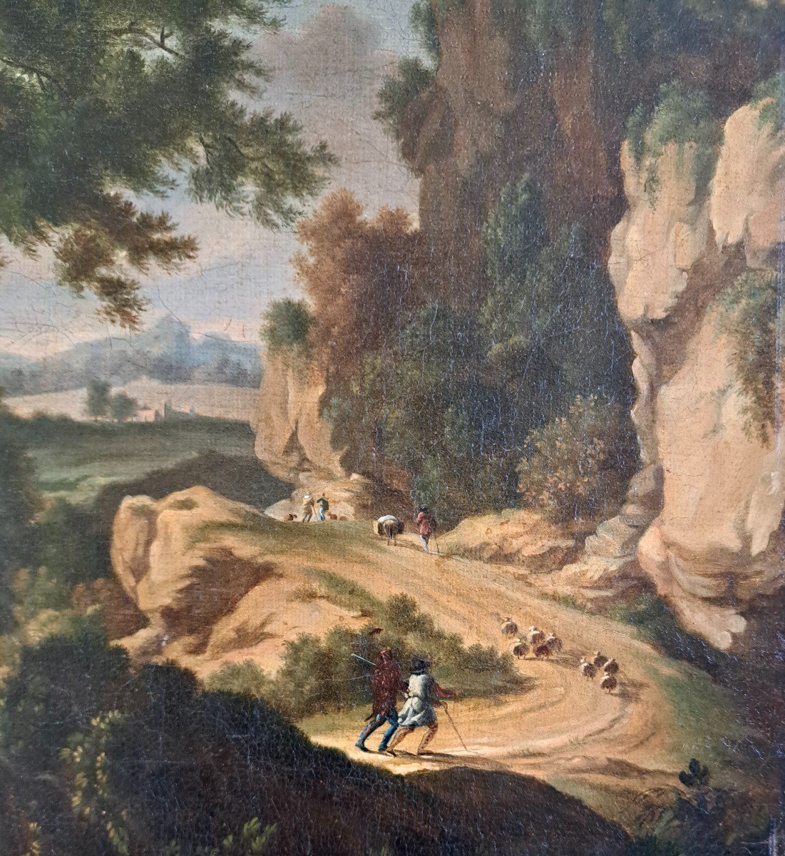 Andréa Locatelli (1695 - 1741) attribué à... école Italienne "bergers dans la campagne" -photo-2