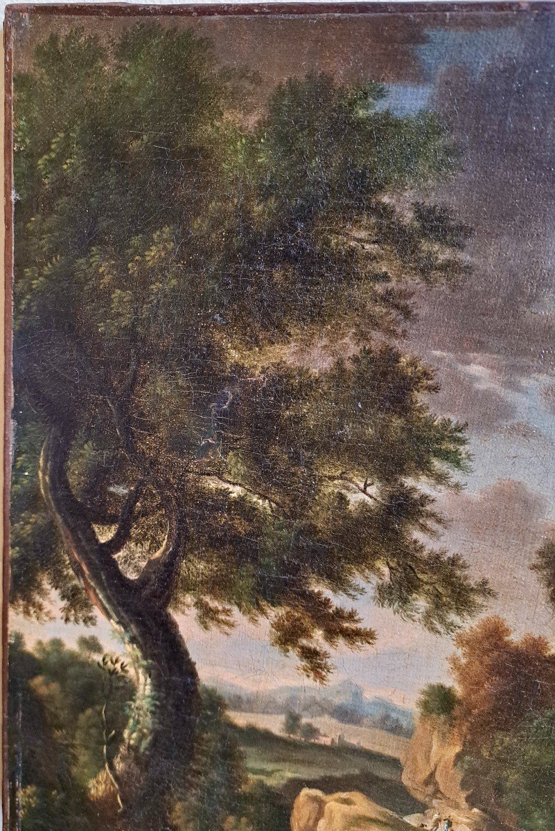 Andréa Locatelli (1695 - 1741) attribué à... école Italienne "bergers dans la campagne" -photo-4