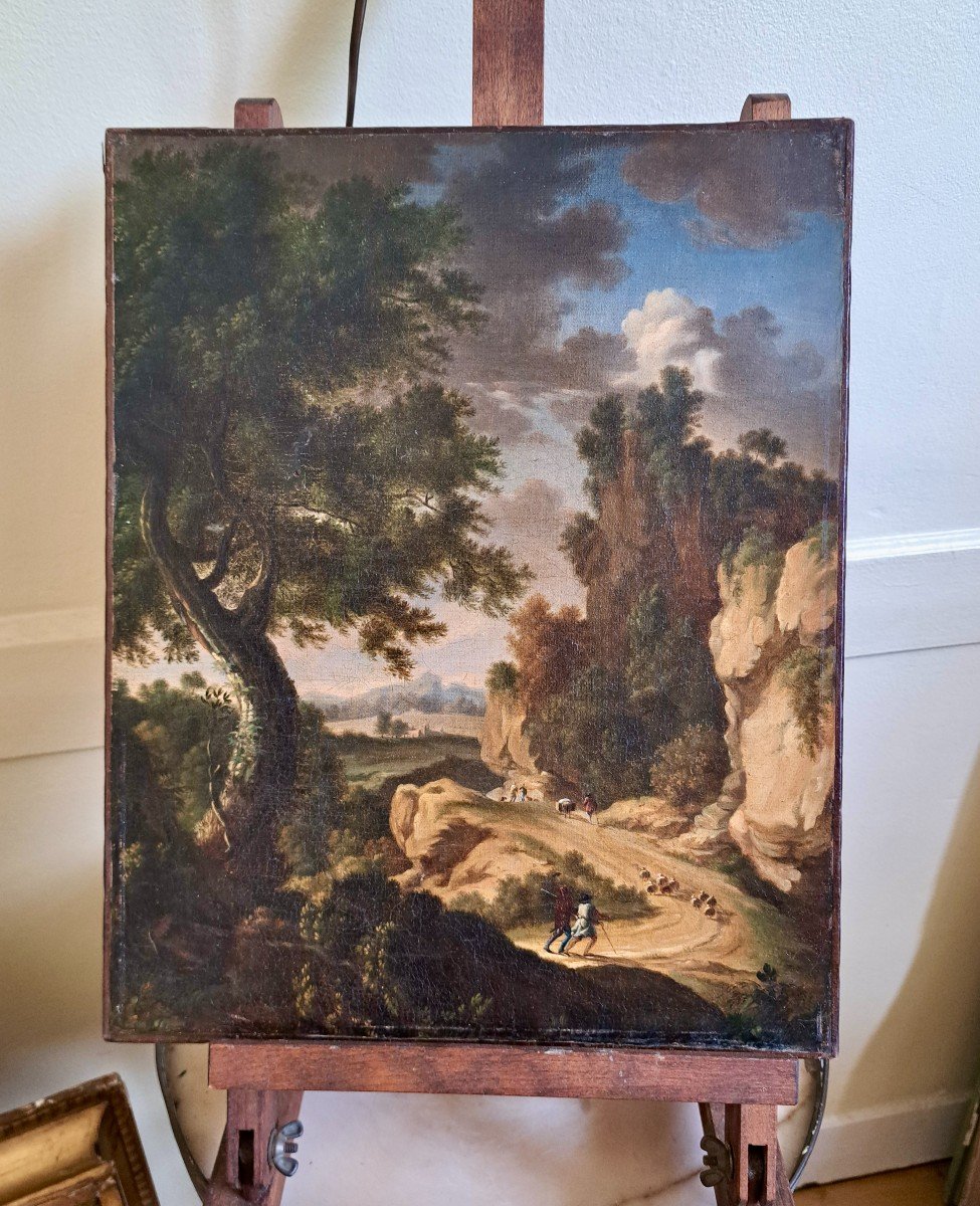 Andréa Locatelli (1695 - 1741) attribué à... école Italienne "bergers dans la campagne" -photo-3
