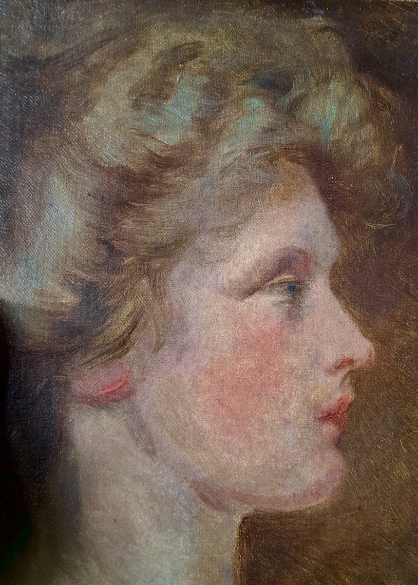 Portrait Between Impressionism And Symbolism, Profile Of A Woman.