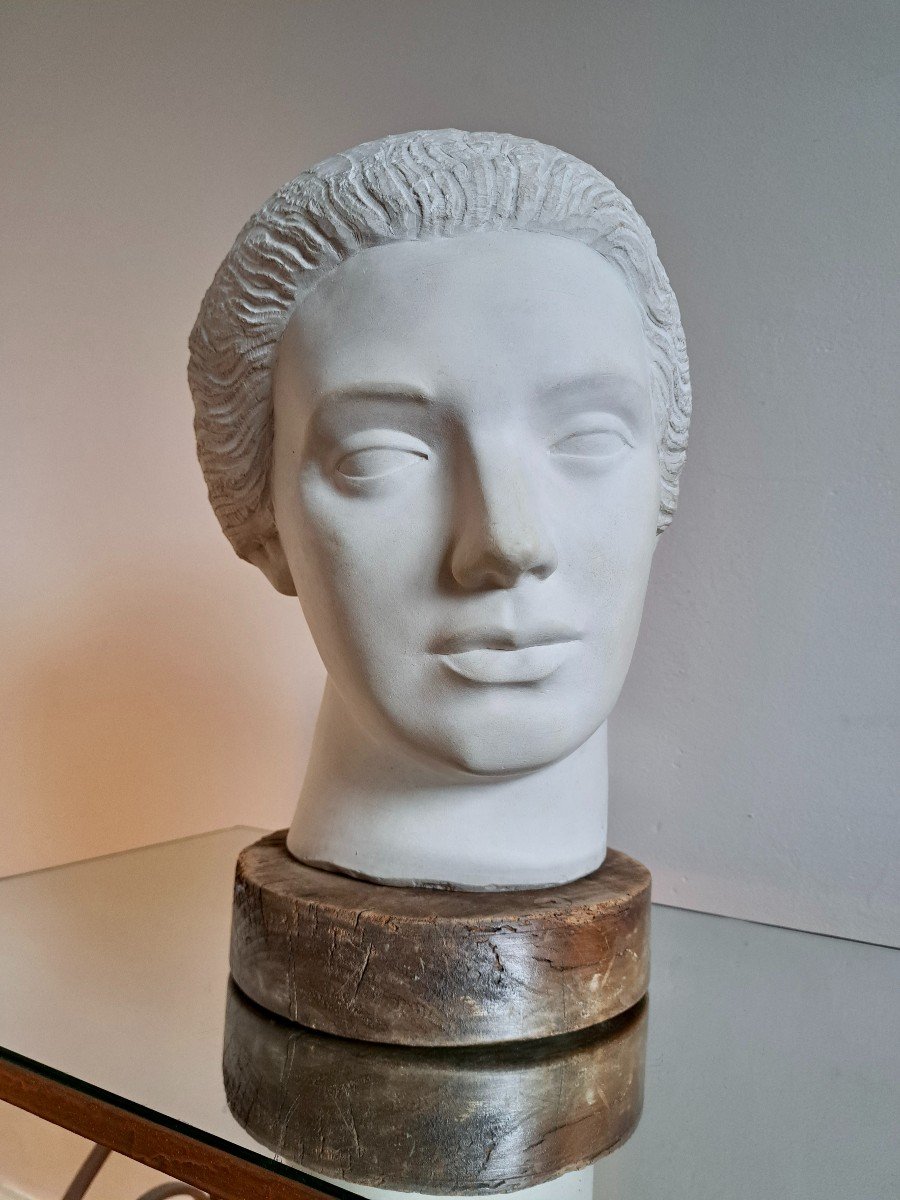François Martinez (1902-1986) Sculpted Bust Of A Woman-photo-2