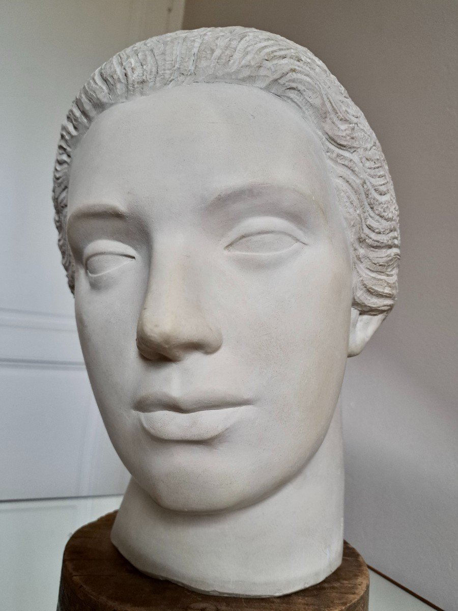 François Martinez (1902-1986) Sculpted Bust Of A Woman-photo-3