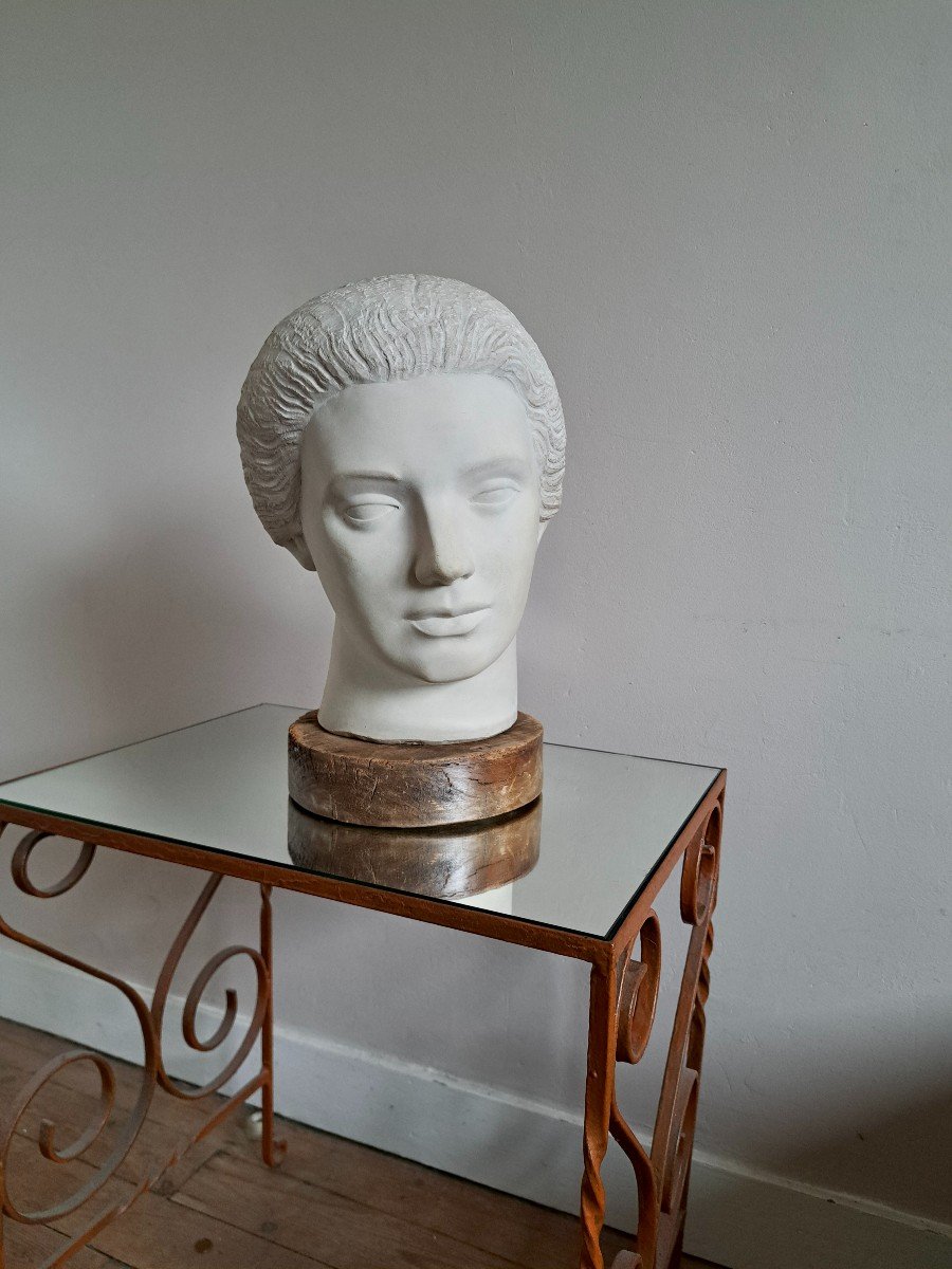 François Martinez (1902-1986) Sculpted Bust Of A Woman-photo-2