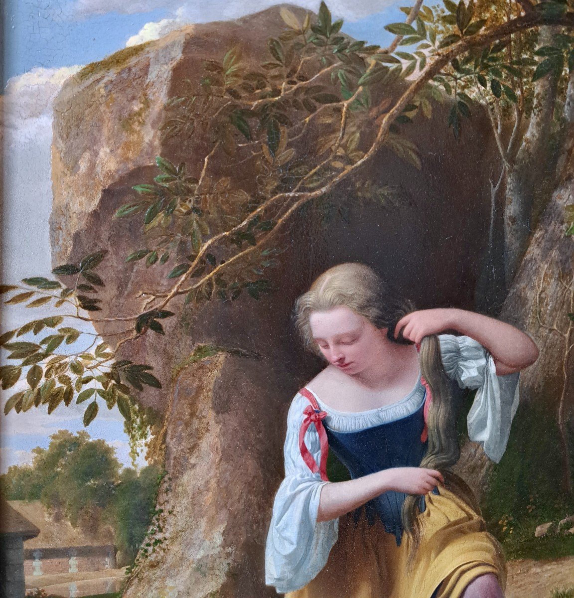 Geoffroy Chocarne (1797-1870) Young Woman Combing Her Hair-photo-2