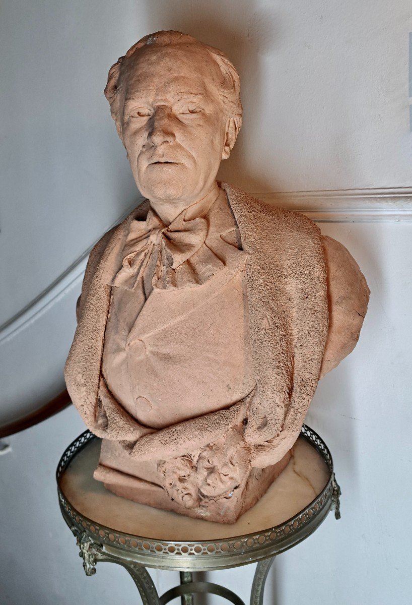 Important Original Terracotta Bust Man Of Theater And Comedy -photo-2