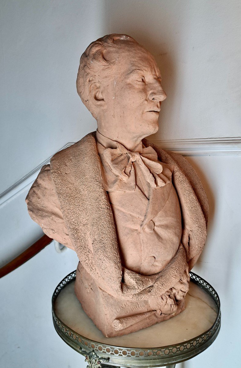 Important Original Terracotta Bust Man Of Theater And Comedy -photo-3