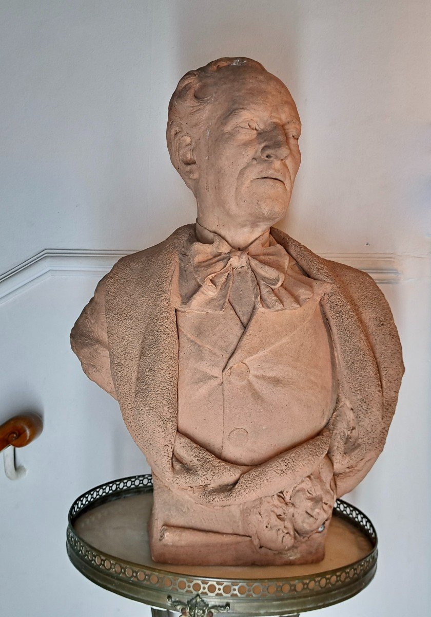 Important Original Terracotta Bust Man Of Theater And Comedy -photo-4