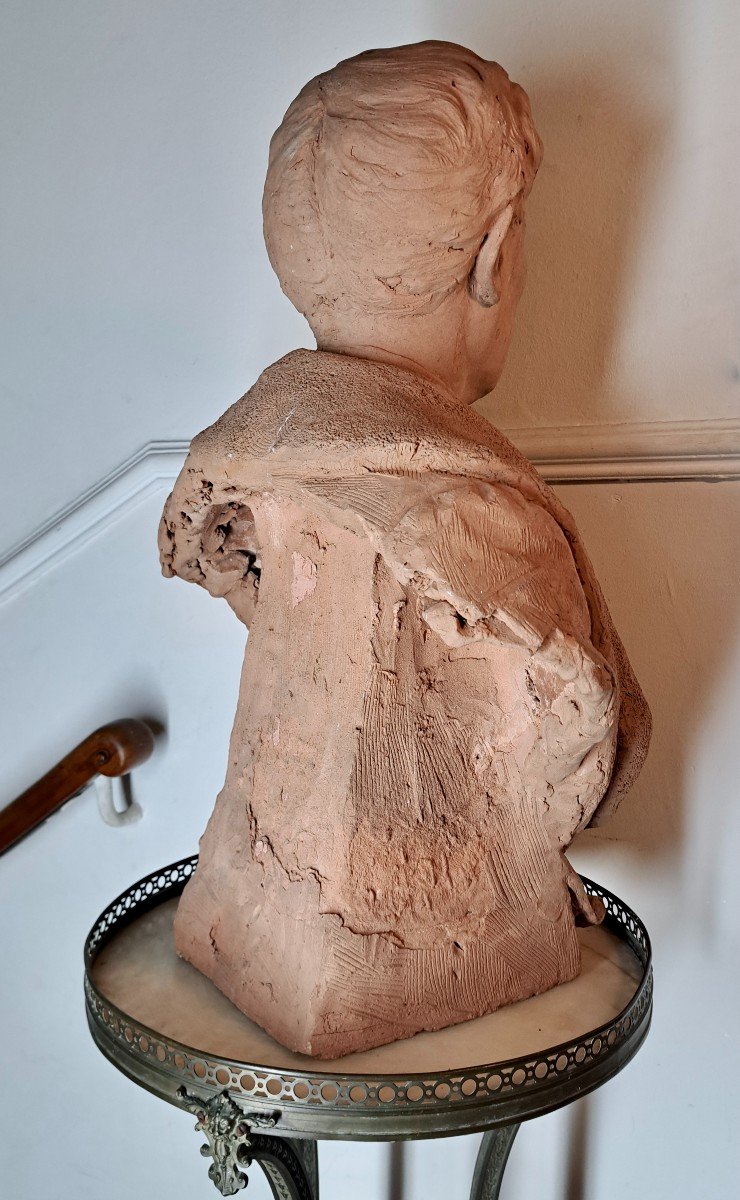 Important Original Terracotta Bust Man Of Theater And Comedy -photo-4