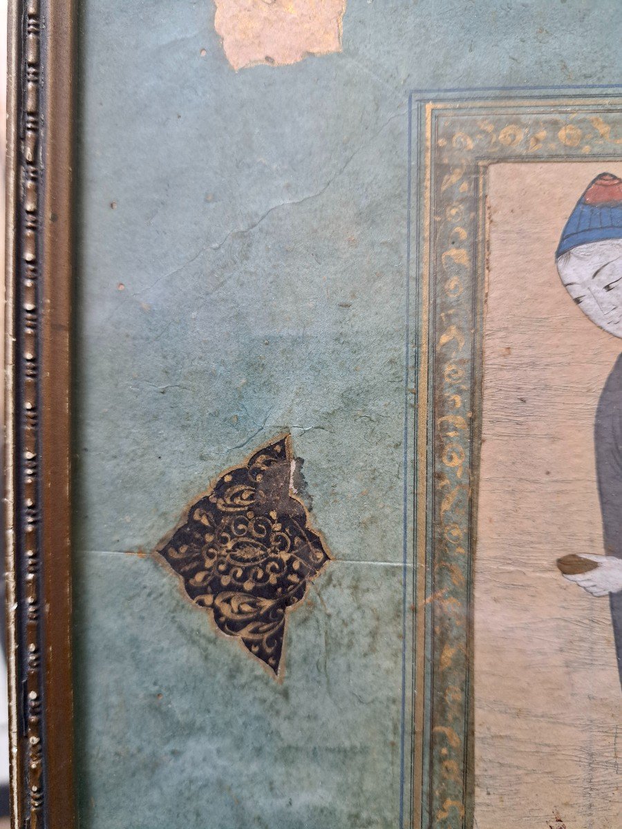 Miniature gouache Turc Ottomane dynastie Safavide jeune prince ou princesse -photo-1